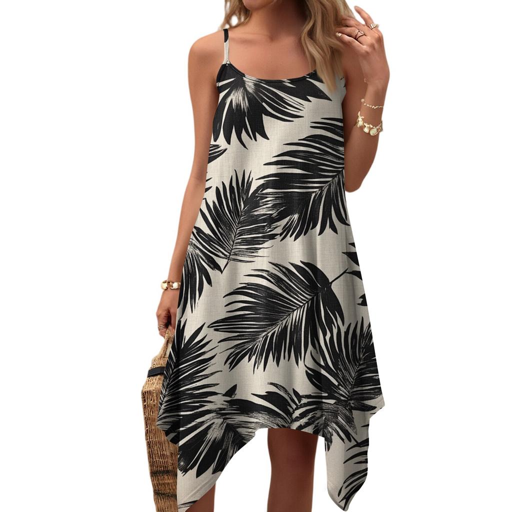 Dámské letní ležérní vintage květinové šaty s kulatým výstřihem a nastavitelnými ramínky, s kapsami