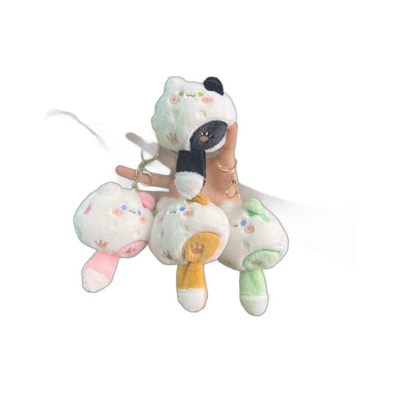 Cute Cartoon Cat Plush Doll With Soft Fur And Colorful Chains Decoration For