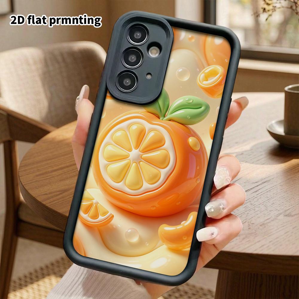 Phone case: 2D flat, suitable for Samsung Galaxy A34 A35 M05 M06 S20 S22 S21 FE Plus 5G protective case, cartoon orange, perfect Christmas and Hallowe