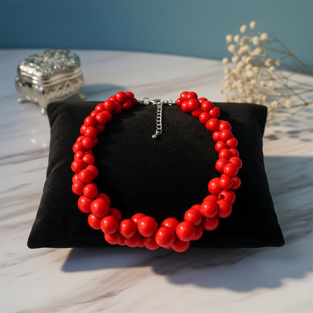 Coral Resin Necklace Multi Layer Design Lightweight Luxury Style For Daily And Special Occasions