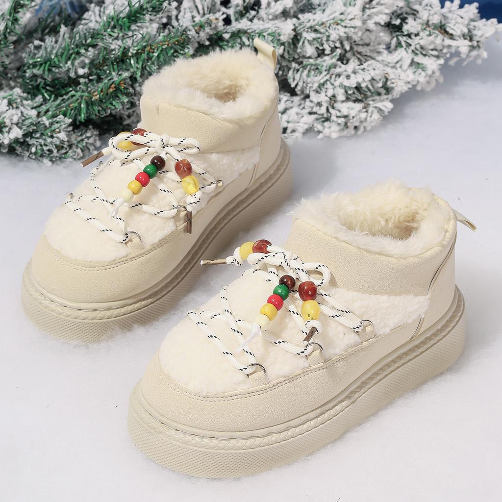 Large Size Thick-soled Snow Boots for Women, New Velvet Thickened Bread Boots for Autumn and Winter 2025, Cotton Shoes for Women