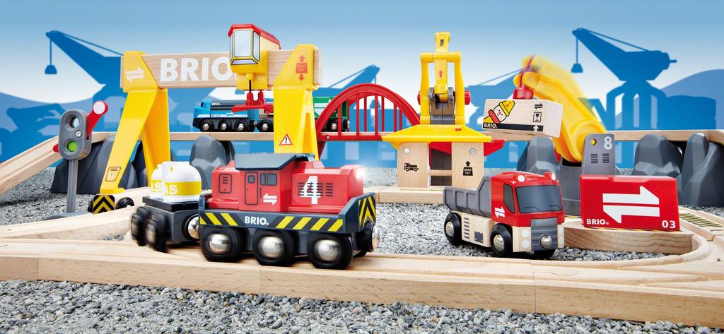 BRIO WORLD Cargo Rail Deluxe Set [Total 54 Pieces] Ages 3 and Up (Electric Vehicle Train Toy Wooden Rail) 33097