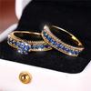 Luxury Female Blue Zircon Stone Engagement Ring Set Cute Yellow Gold Color Wedding  For Women