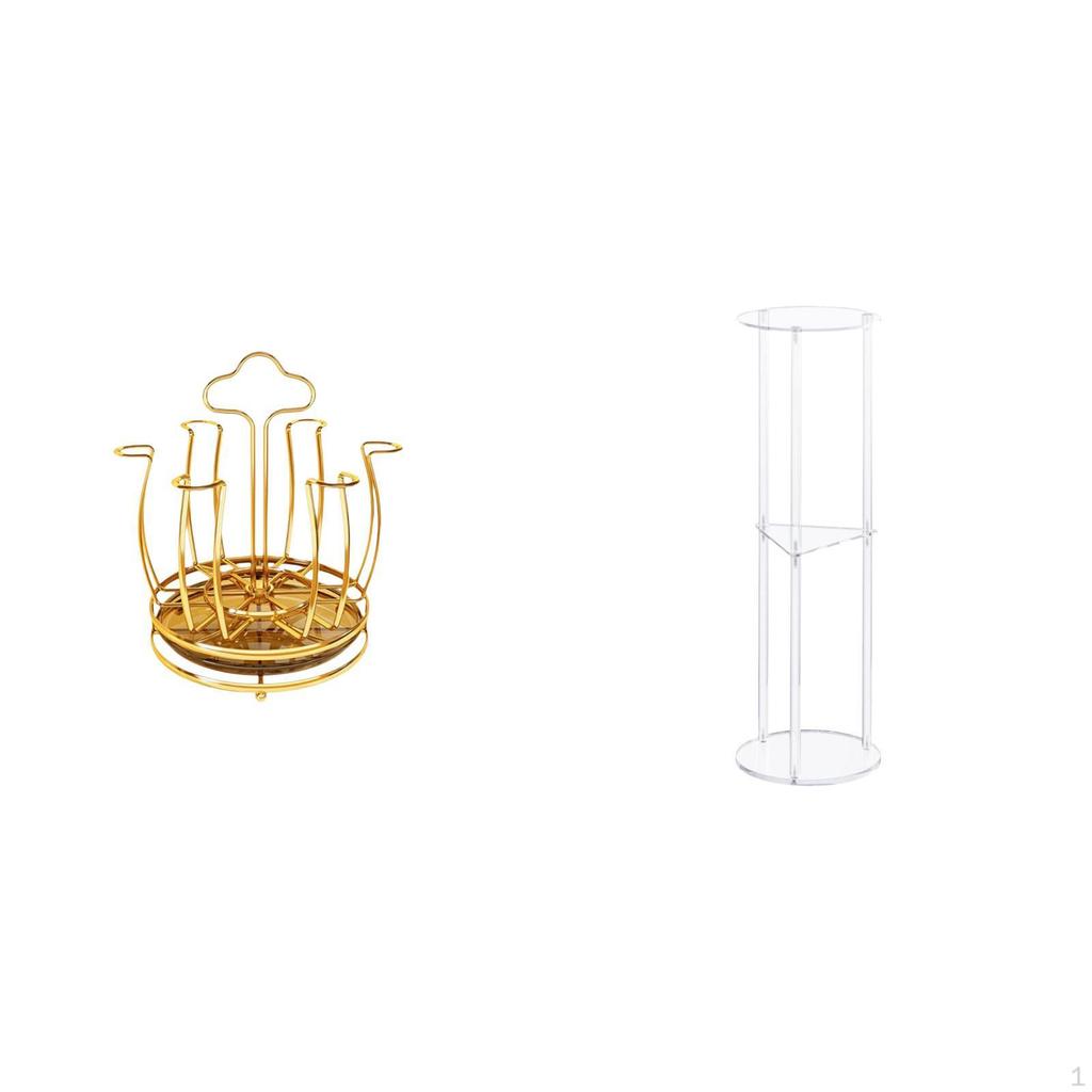 Rotary Acrylic Cup Organizer Stand with Degree Rotation for Small Clear Metal Drainer Holder And