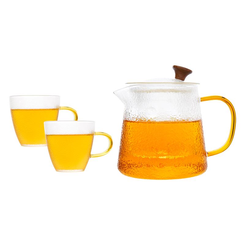 

Handmade Hammered Glass Teapot Set with Filter