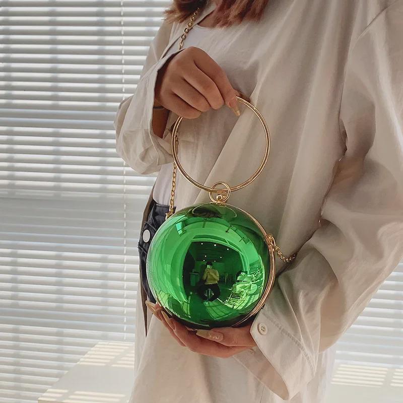 2025 Kulatá akrylová večerní kabelka - Trendy crossbody s řetízkem pro ženy