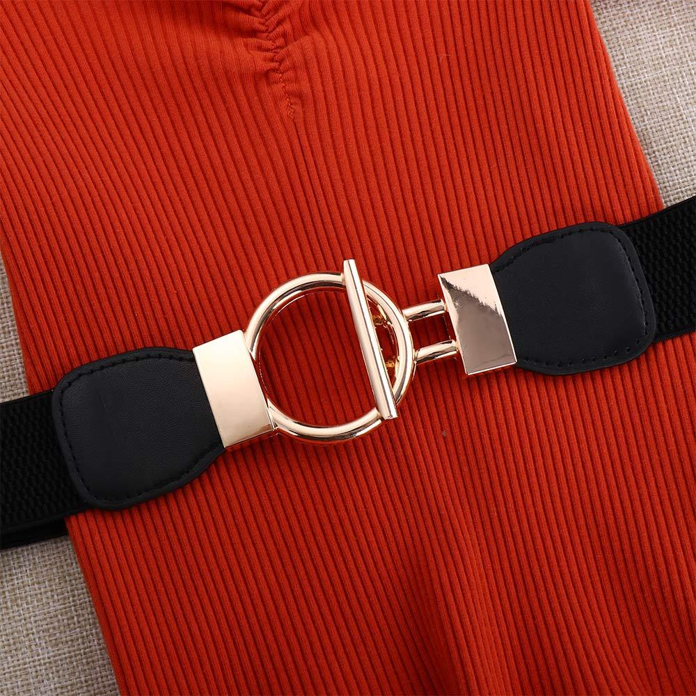 Gold Dress Decor Accessories Round Buckle Clothes Waist Belts Elastic Belts Waistband Cummerbunds