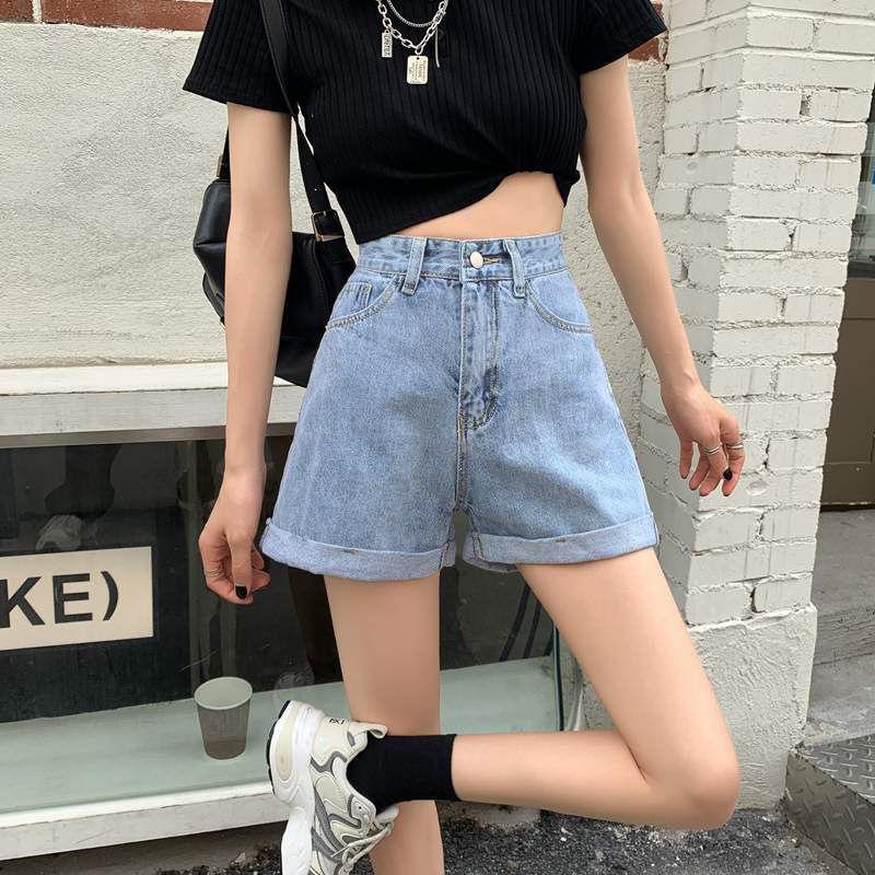 

Women s 2021 Summer High Waist Raw Edge Denim Shorts - Slim, Loose, Wide-Leg Ultra-Short A-Line Trend S