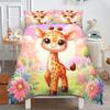 Cute Giraffe Bedding Set Kids Cartoon Animal Comforter Cover Set for Boys Girls Teens, Farm Print Quilt Cover Set Room Decor