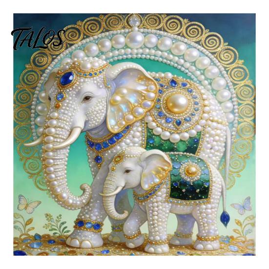 Decorative Tabletop Craft Ornaments Luxury Faux Pearl Rhinestone Painting Kit, 25x25cm DIY Resin Art with Animal Unique Projects Floral Patterns,