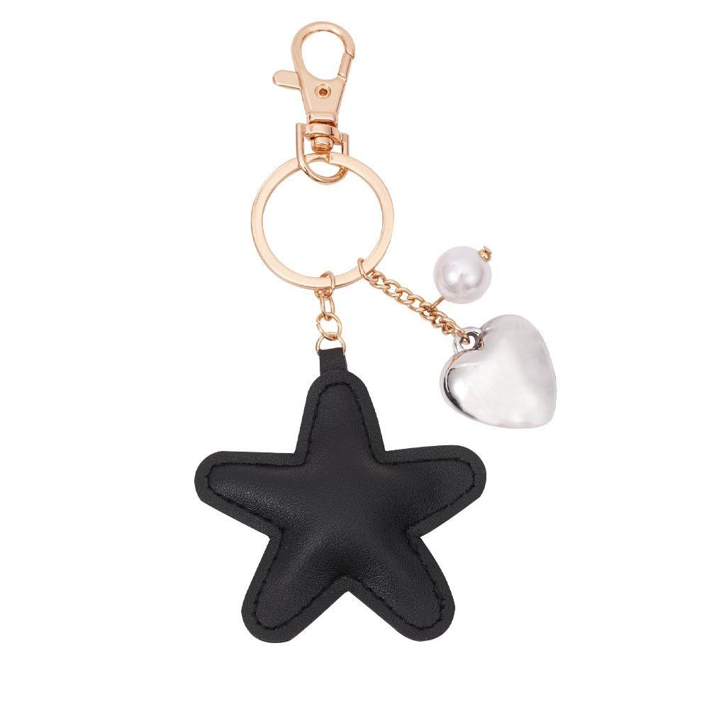 Heart Star Leather Keyring PU Colorful Pendant Charm Star Shape Keychain Bag Hanging