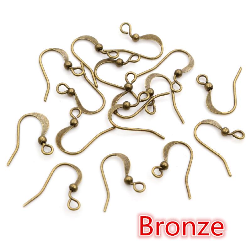100 Pcs Copper Earring Hooks 19x18mm with Round Beads for DIY Handmade Jewelry Accessories, 20g