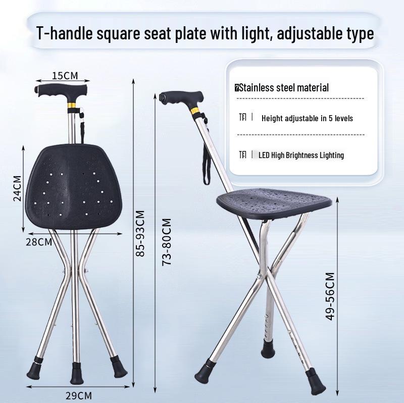 2-in-1 Medical Cane Stool: Standing & Sitting Aid for Post-Surgery Support & Hiking