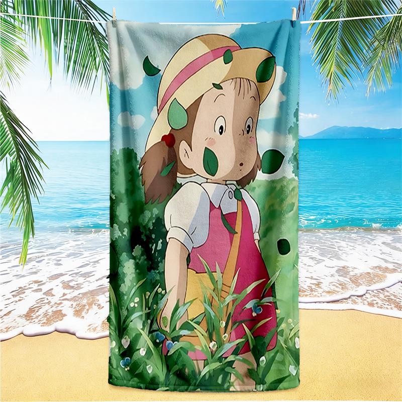 1pz Asciugamano da Spiaggia Avventura di Totoro Vicino, Asciugamano da Spiaggia Assorbente ad Asciugatura Rapida, Asciugamano da Spiaggia per Sport all'Aperto Nuoto, Morbido e Confortevole Y7186