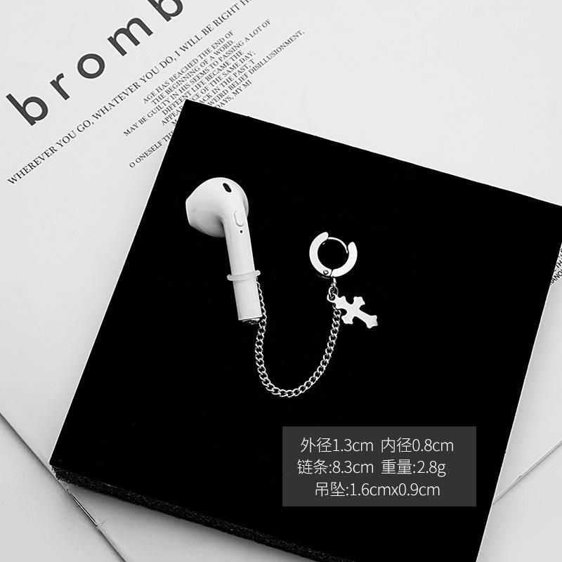 Orecchini Airpods Anti-Perdita Tendenza Creativa, Bluetooth Wireless Senza Foratura Orecchie Orecchini a Croce in Acciaio Inossidabile