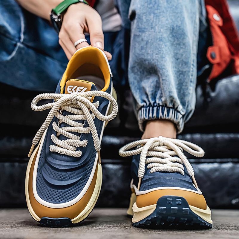 New Fashion Men's Four Seasons Comfortable Thick Sole Shoes Students Male Boys Trending Soft Sole Breathable Casual Running Sneakers
