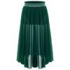 Girls Lyrical Dance Skirt Shiny Rhinestones Waistband Side Slit High Low Irregular Mesh Skirt
