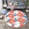 Artistic Modern Colorful Floral Round Rug – Daisy  Rose Nature-Inspired Mat for Living Room, Bedroom  Office