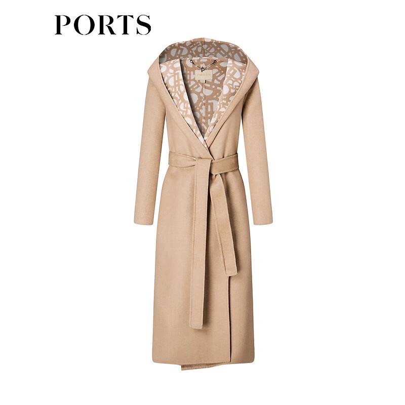 

PORTS Women s Color-block Hooded Double-Faced Wool Coat M