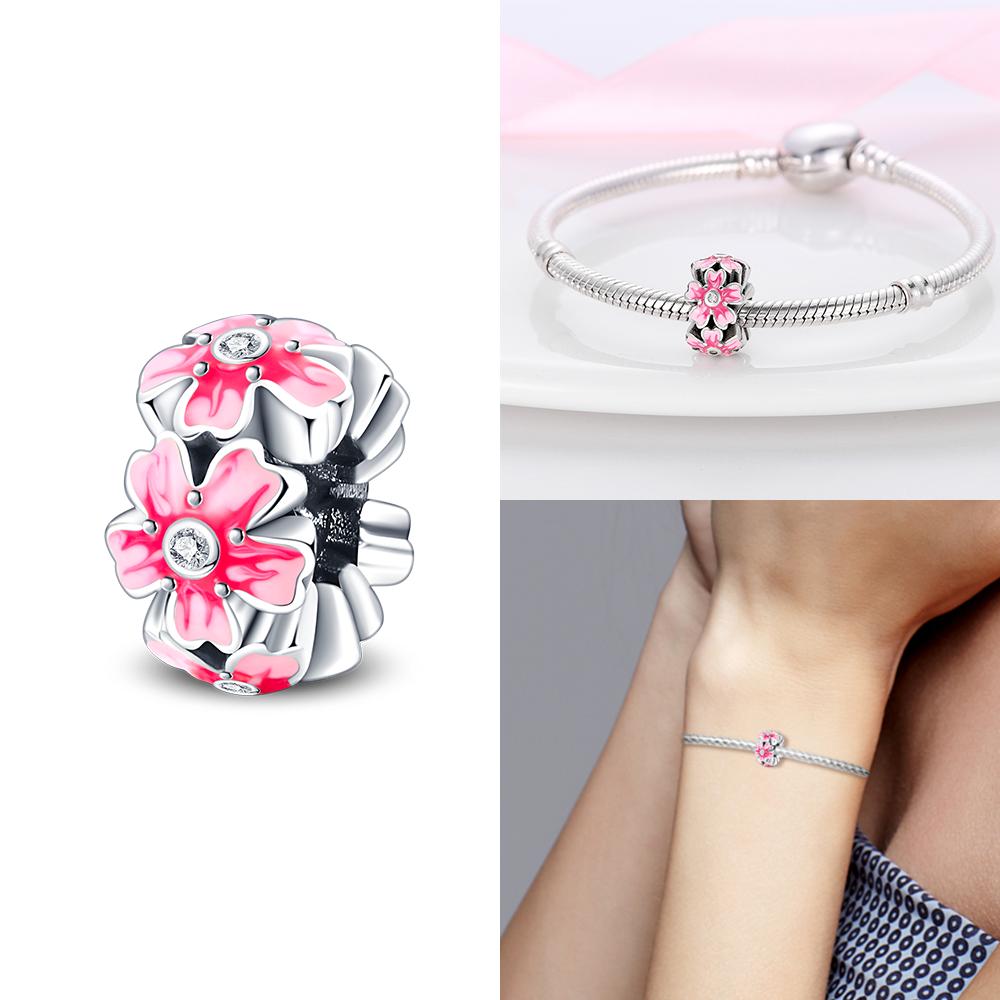 

Copper Pink Butterfly Flower Pendant Original Charms Beads Fit Bracelet Women Jewelry Making Diy Fine Gift