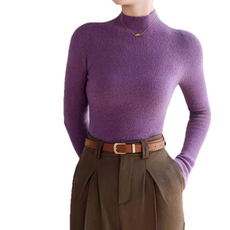 Women's Winter 2024 Seamless Slim High Neck Sweater