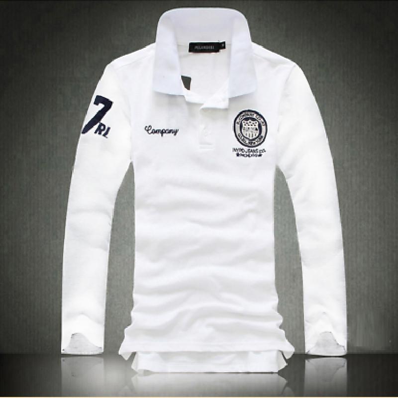 Men's New Fashion Slim Fit Long Sleeve Polo Shirt Casual Cotton Tee