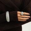 Punk Style Rivet Diamond Resin Bracelet, Personalized Amber Smudge Open Round Bracelet Ring