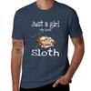 Just A Girl Who Loves Sloths Tshirt Simple Solid Color Crew Neck Tee