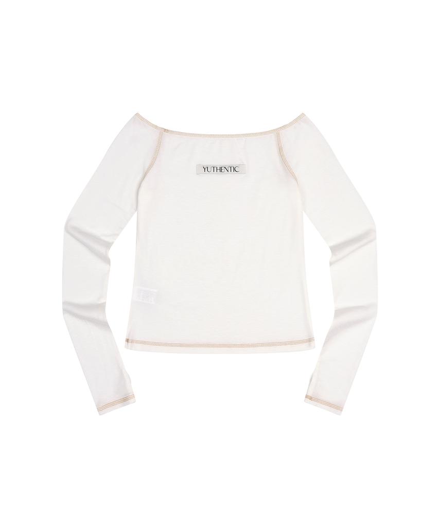 Yusentig Stitch Off-Shoulder T-Shirt Ivory Aw5Xe23203