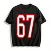 Vintage Style Number 67 Print Casual Short Sleeve T-Shirt Unisex Pure Cotton T-shirt
