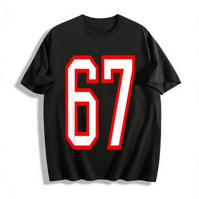 Vintage Style Number 67 Print Casual Short Sleeve T-Shirt Unisex Pure Cotton T-shirt