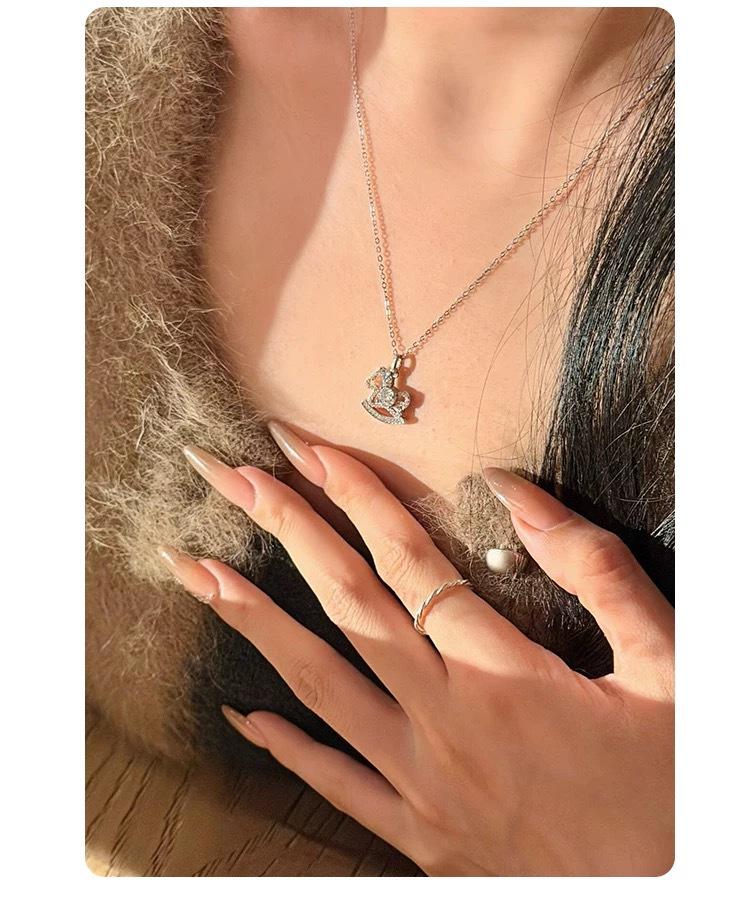 Year of the Horse Luxury Necklace: Gold-Plated Nickel Silver, Niche Design for Women