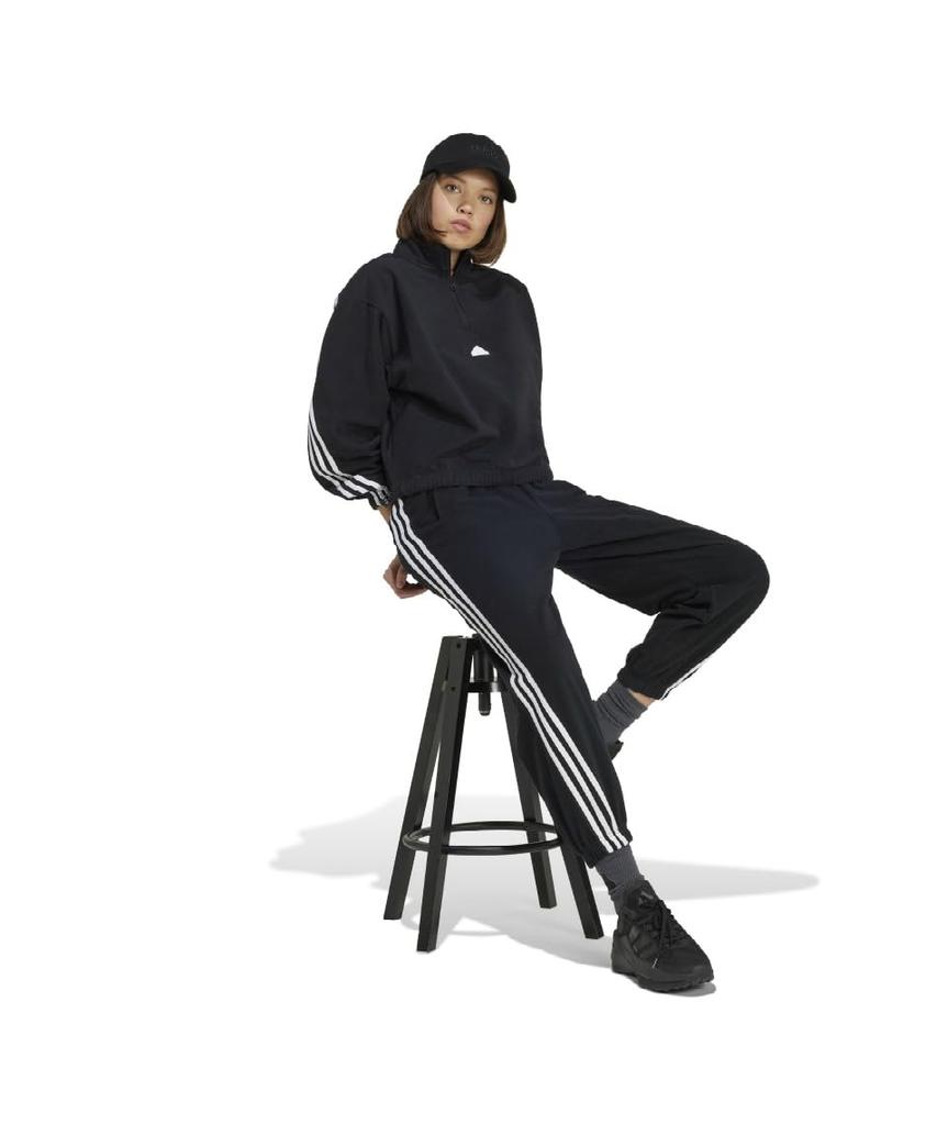 Adidas Future Icon Polar Fleece Zip Top JNV01 Black 3-Stripes 1/4 Women's (IV7511) J/M