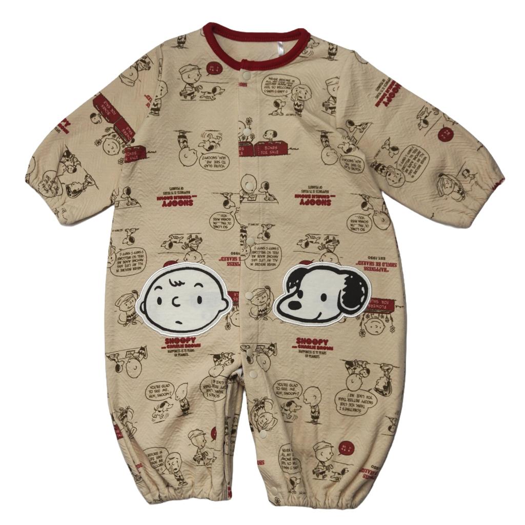Newborn All Snoopy 75th Anniversary Art Newborn All Front Opening Dress Coverall Baby Clothes Beige [TAKIHYO] Two-Way Two-Way 50-70