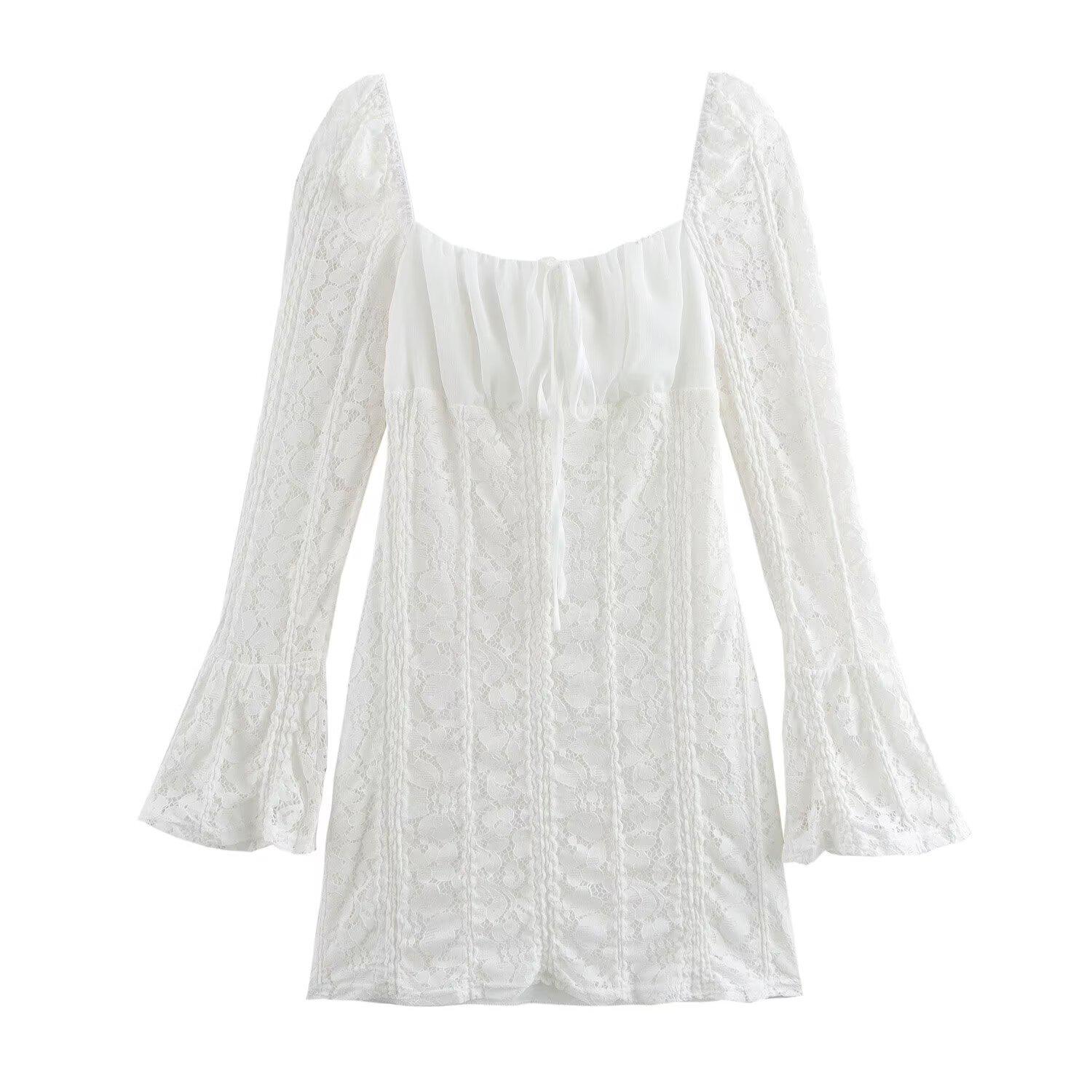 

2025 Spring Women s European & American Style Square Neck Long Sleeve Bodycon Dress M белый