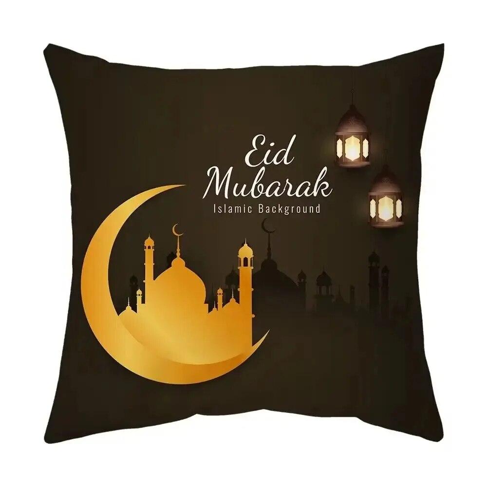 2024 Eid Mubarak Pillowcase Short Plush Comfortable Cushion Cover Islamic Ramadan Decorative Mosque Muslim Pillowcase Gift