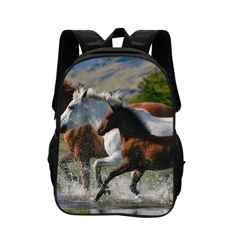 Horse Backpack Animal Horse 3D Printed Large Capacity New Handsome Casual Backpack for Primary and Secondary School Students