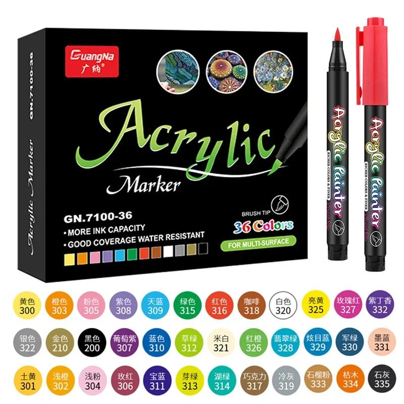 60 Colors Acrylic Paint Pens Markers Permanent Markers for Rock Painting Glass Ceramic Fabric Wood Metal Brush Tip Art Supplies