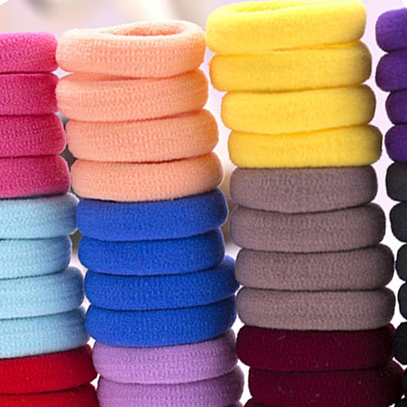 Seamless High Elastic Candy Color Kids Hair Ties Band Rope Ponytail Holders 100pcs
