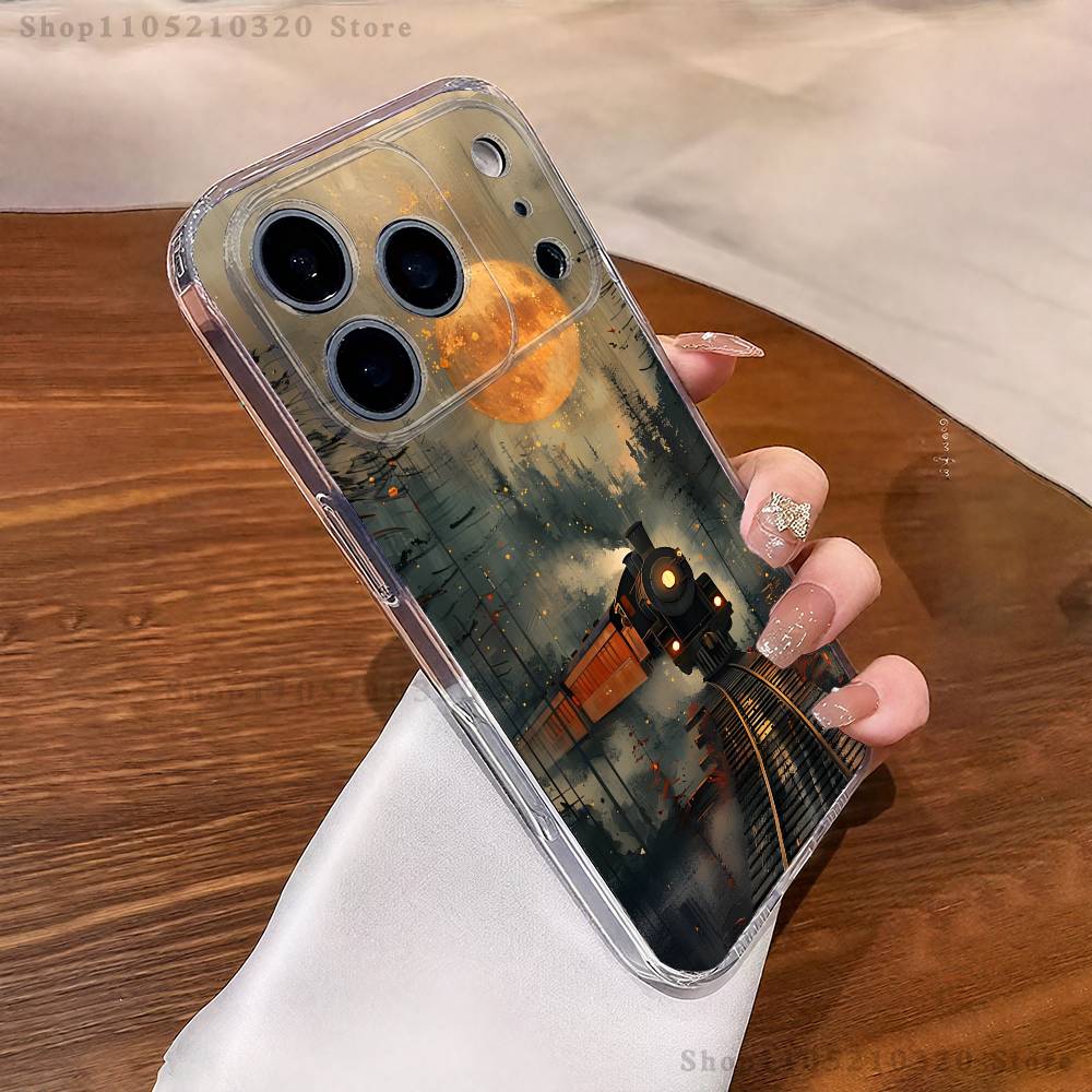 Classic Steam Train Railway Phone Case iPhone17 16 15 14 13 12 11 Pro Max Plus Mini Clear Full Back Cover Silicone Soft Shell