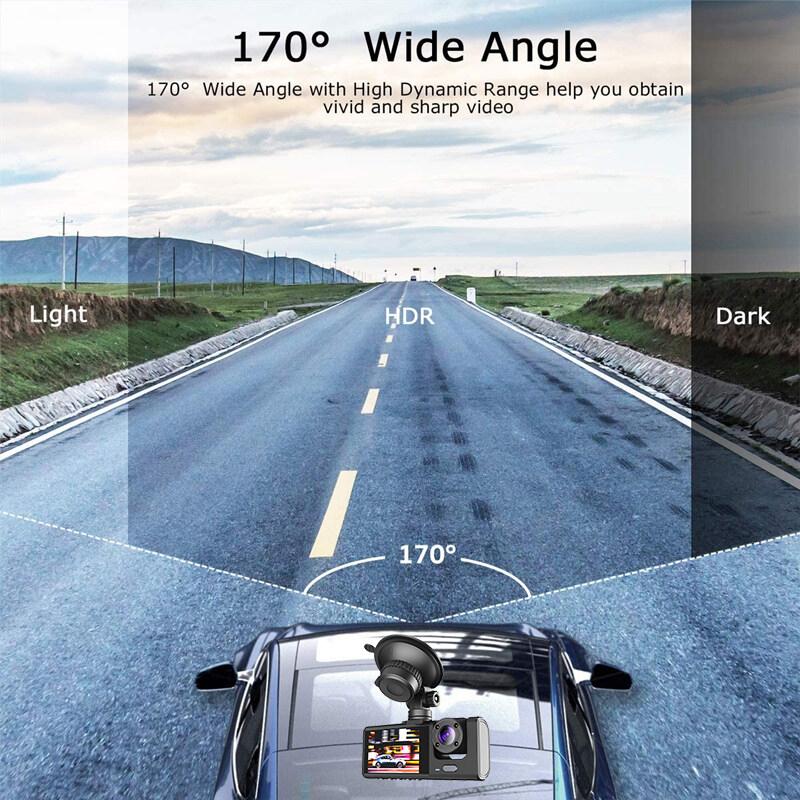 Three-Lens Synchronous Recording Dashcam, Records Key Driving Footage in HD, Effectively Preventing Daily Driving Accidents.