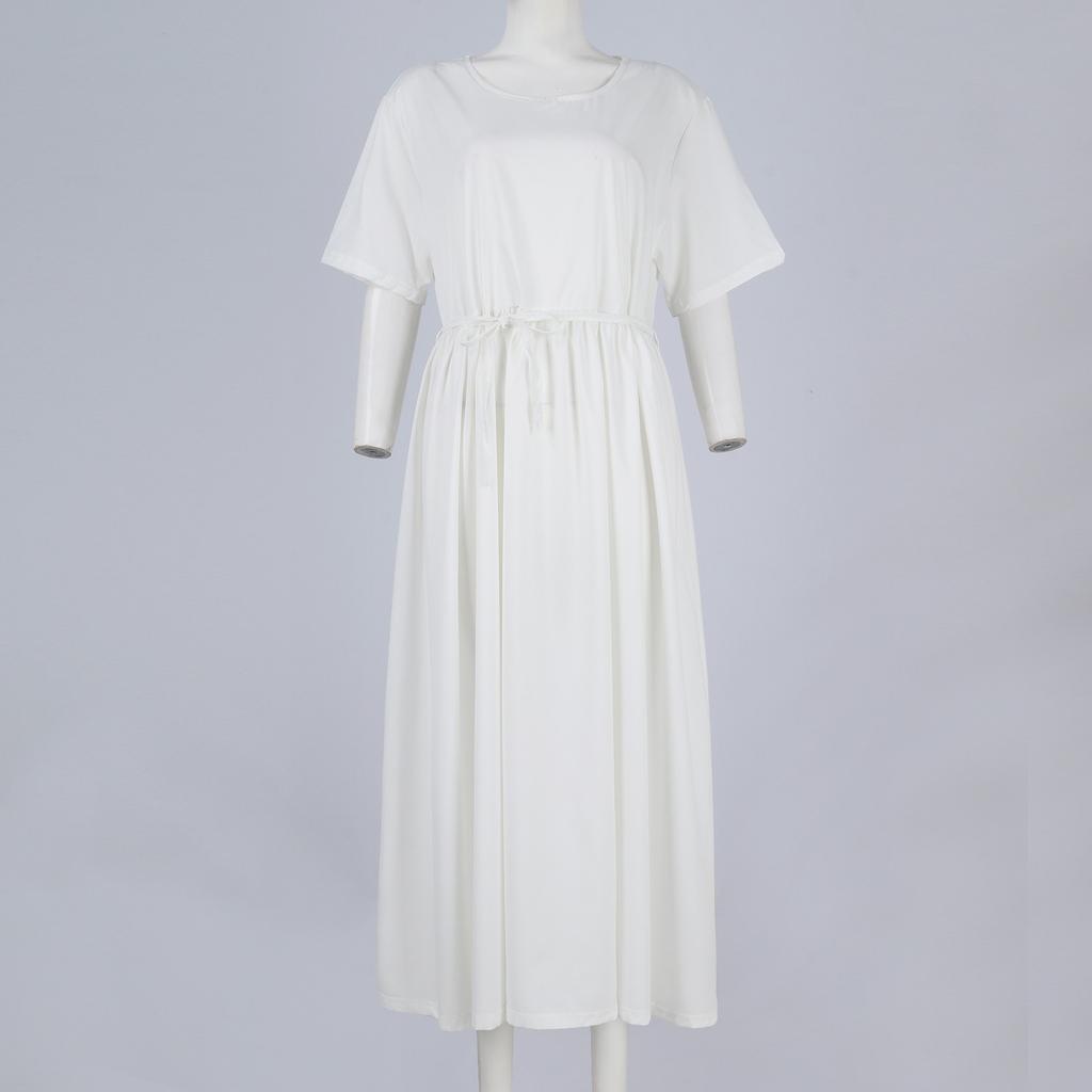 Women's Loose Casual V-Neck Short Sleeved High Waisted Print Dress