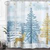 Winter Snowy Forest Shower Curtains Pine Tree Deer Snowflake Xmas Christmas Holiday Rustic Farmhouse Bathroom Decor With Hooks