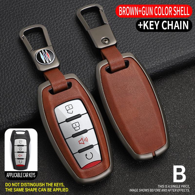 

Zinc Alloy+Leather Car Remote Key Case Cover Protective Shell Fob For Great Wall Poer Gwm Vanguard Car Key Decoration Shell Fob