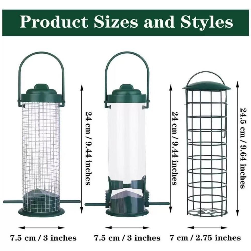 3pcs/set Large Capacity Hanging Bird Feeder Metal Mesh Bird Feeding Station Tube Feeder  Outdoor