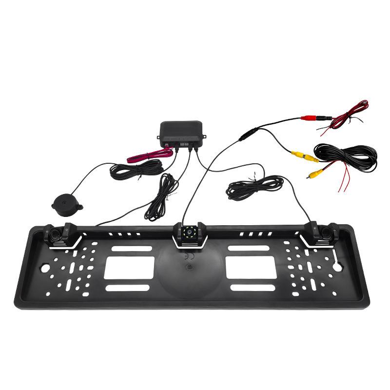 European Car License Plate Frame Car Rear View Camera Parking Sensor Kit Auto Reverse Radar Sensor Buzzer 12V Driving Reversing