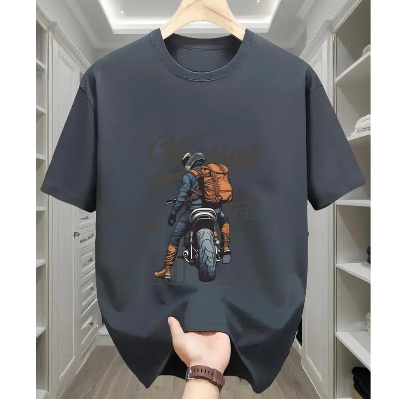 New Summer Men's Fashion T-shirt Personality Motorcycle Printed Men's T-shirt Top