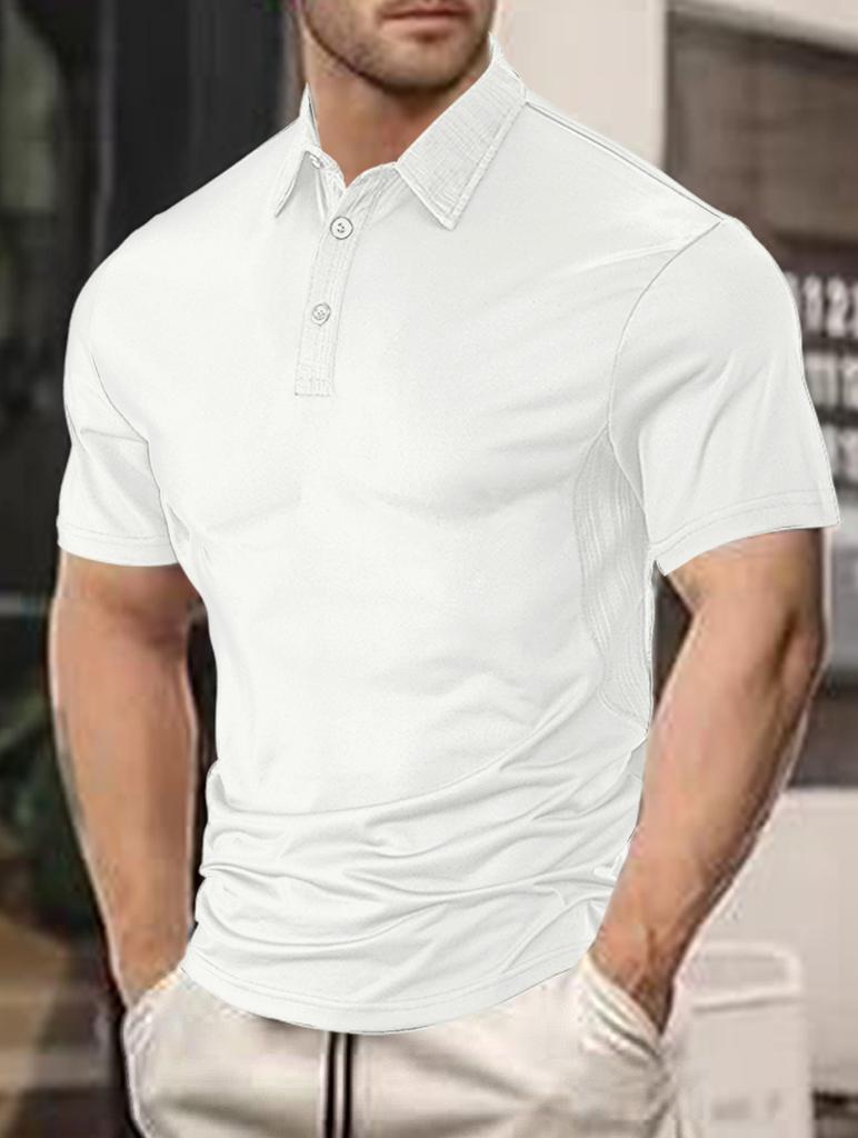 Fashion New Breathable Summer Short-sleeved Polo Solid Color Lapel Button Casual Sports Men's Polo