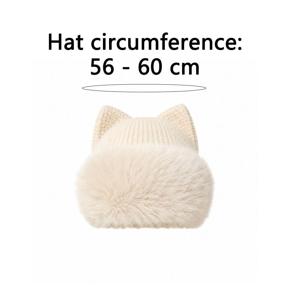 Plush Cat Ear Beanie Warm Pullover Hat Casual Knitted Winter Cap Winter Wear