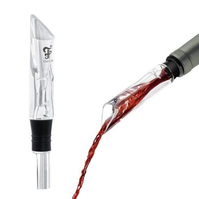 Extra Long Crystal Wine Aerator with Ventilation - Decant and Aerate Wine While Pouring, Crystal Glass, Without Tropes